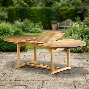 Modern Style Solid Teak Wood <b>Outdoor</b> <b>Dining</b> <b>Tables</b> <b>Extending</b> Oval Furniture with Folded Feature Nisa Furniture Model NFG73 - Product Image 2