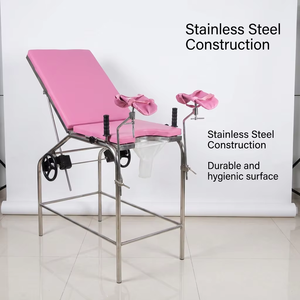 Lettino Ginecologico Lechi <span class=keywords><strong>A23</strong></span>-I in Acciaio Inossidabile, Letto Ospedaliero per Esami Ginecologici con Schienale, Tavolo per Ispezioni - Product Image 2