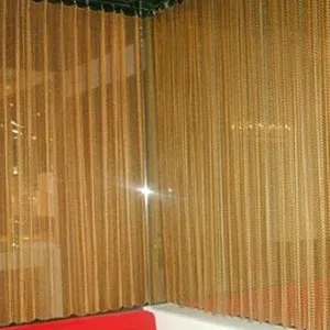 Gold Bronze Color Decorative Metal Curtain Coil Drapery Mesh Panel Wall