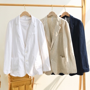 Blazer en Lin Vintage Respirant pour Hommes – Veste de <span class=keywords><strong>Costume</strong></span> Décontractée et Oversize de Créateur pour Affaires – Vente en Gros - Product Image 1