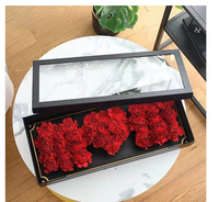 Boîte vide d'arrangement de fleurs avec fenêtre transparente Boîte-cadeau pliable de fleurs avec 2 cartes de lettres I love U et MOM Boîte à fleurs