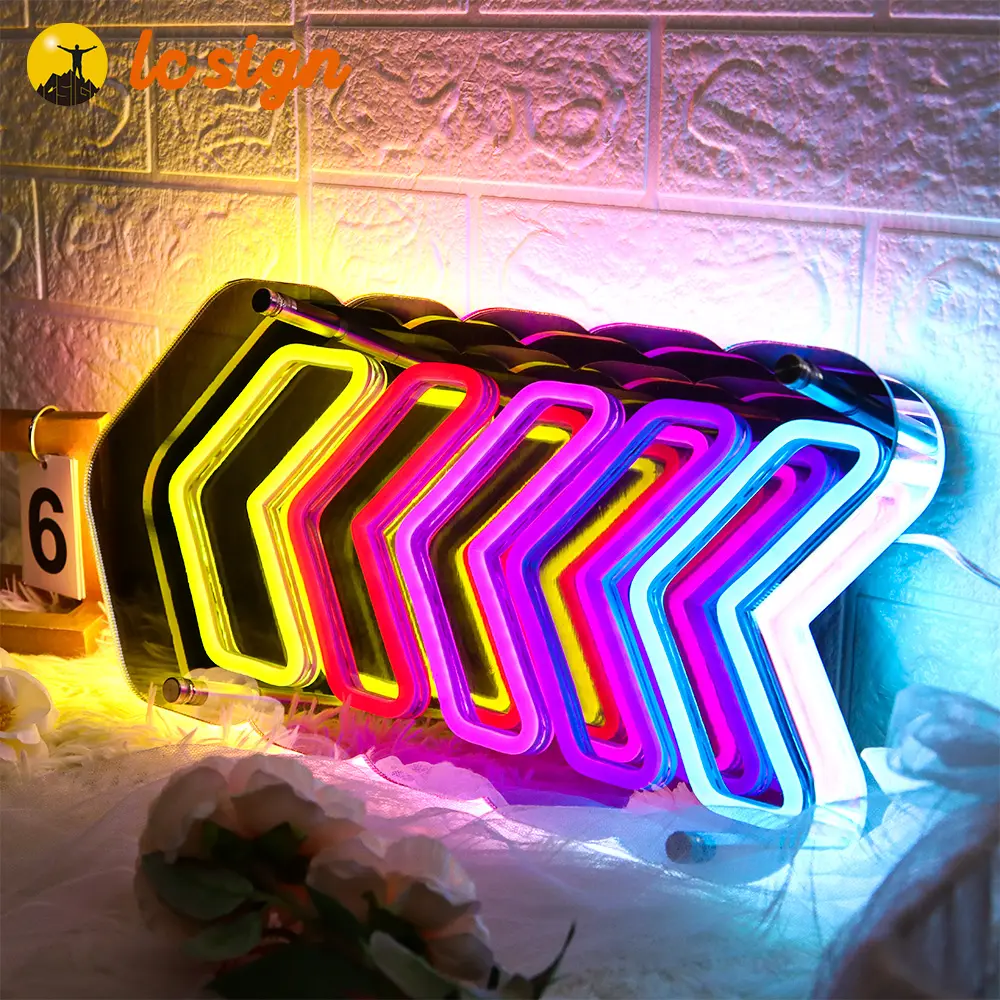 Fábrica personalizada Magic 3D Flexible Led Neon Light Shape Infinite Mirror Effect con espejo multicapa 3D Neon Sign