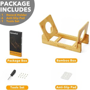 SpaceAid Estante de Madera Maciza para Discos de Vinilo de 1 Nivel para Amantes de la Música y Coleccionistas - Product Image 5