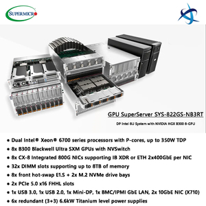 SuperServer SYS 822GS NB3RT 8X B300 Blackwell Ultra SXM GPU con procesadores <span class=keywords><strong>Dual</strong></span> <span class=keywords><strong>Xeon</strong></span> serie 6700 8X 800G NICs - Product Image 3