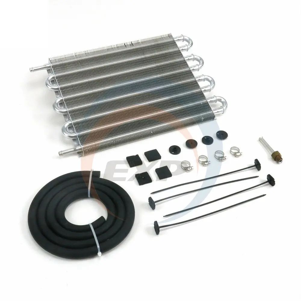 8 Row Aluminum Remote Transmission Oil Cooler Auto-Manual Radiator Converter Kit