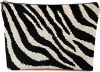 Trousse de Maquillage Personnalisée Rayures Bleues et Rouges, Pochette Zippée, Grande Trousse de Toilette, Rangement d'Accessoires de Voyage, Cadeau pour Fans des Bills