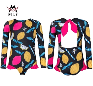 Vacances à la plage enfants mignon volants bretelles une pièce maillot de bain 2025 cravate dos nu petites filles maillots de bain - Product Image 4
