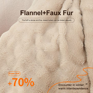 Chăn lông giả siêu mềm mại sang trọng, dày dặn, chất liệu lông thỏ, kiểu bong bóng, khuyến mãi nhà máy, dành cho mùa đông - Product Image 4