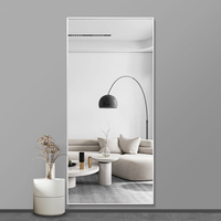 Miroir mural rectangulaire à angle droit en alliage d'aluminium avec cadre, miroir sur pied de pleine longueur