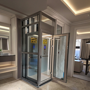 Lift Mini 2 tingkat 2 orang untuk penggunaan perumahan Lift Villa kecil dengan mesin traksi tanpa gigi dan Drive AC lantai PVC - Product Image 4