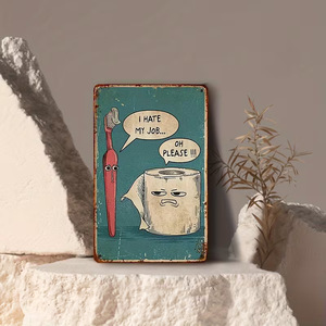Divertente targa in metallo con citazione per il bagno, decorazione da parete vintage con la scritta "I Hate My Job" per il bagno di casa - Product Image 1