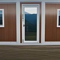Maison modulaire préfabriquée moderne en acier avec 2 chambres, véranda, fenêtres coulissantes et porte d'entrée en verre