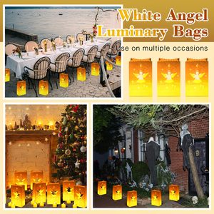 Blanco Navidad boda decoración linterna <span class=keywords><strong>bolsas</strong></span> <span class=keywords><strong>papel</strong></span> Kraft Ángel diseño resistente al fuego luminarias <span class=keywords><strong>bolsas</strong></span> para decoraciones navideñas - Product Image 6