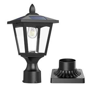 <b>Solar</b> LED Post Light 6000K Dusk to Dawn Waterproof with Pier Mount Base for Road & Garden Landscape Outdoor Decorative <b>Lamp</b> - Product Image 1