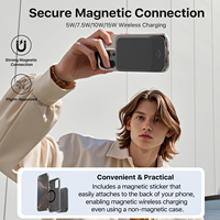 Nobis 22.5W 5000mAh Batería Externa Magnética Ultra Delgada con Carga Inalámbrica, Mini Cargador Portátil con Cable Integrado