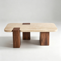 Table basse en marbre blanc et métal haut de gamme pour salon ou autre espace – Nouvelle collection