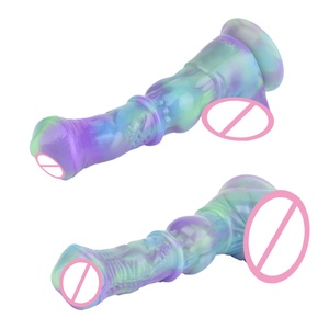 YOCY Dildo de Larga Duración Color Loto, Dildo Monstruoso con Nudo Grande, Dildos de Silicona Líquida con Forma de Pene Animal, Plug Anal, Juguetes Sexuales Vaginales para Mujeres - Product Image 1