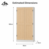 Armoire à deux portes en chêne clair avec tringle de suspension et étagère supérieure pour chambre, dressing, entrée d'appartement, dortoir, à monter soi-même