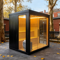 Sauna en cèdre rouge avec étagère, sauna en bois pour l'affichage de marchandises et la décoration