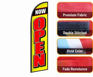 2.5*11.5 FT NOW OPEN High Quality Custom Feather <b>Flags</b> Beach <b>Flag</b> for Beach Party and Advertising Promotions - Product Image 5