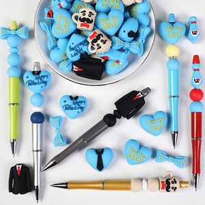 Al por mayor Cuentas focales de silicona 3D con forma de corazón de dibujos animados para el Día del Padre, para joyería DIY, pulseras de papá, regalos creativos y cuentas sueltas para bolígrafos - Product Image 5