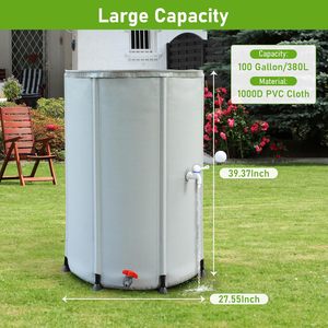 Baril de collecte d'eau de pluie portable en PVC, système de collecte d'eau de pluie, baril d'eau pour jardin, baril de pluie pliable - Product Image 3