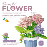 Ensemble de blocs de construction en forme de plante en pot de carnations, 365 pièces, modèle de fleur en plastique, décoration de bureau DIY, cadeau