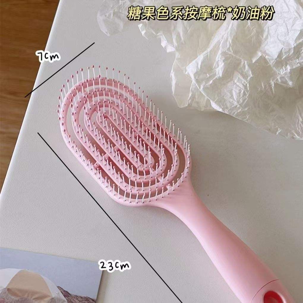 หวีแปรงผมแบบประกบหลัง Macaron - สีชมพู