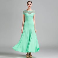 Robe de danse de scène pour femme Yl783, manches courtes, en spandex/polyester gaufré, haute qualité, lisse, en stock