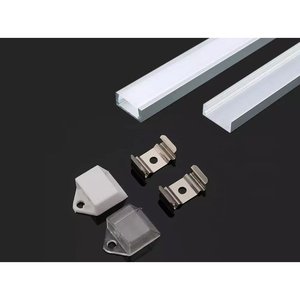 Profilé en aluminium standard complet 16x7mm, série 6000, grade T5, finition satinée, capuchons de crochet pour porte, longueur 2 mètres, SKU-3370 - Product Image 1