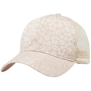 Unisex Korean Trend Floral Sunshade 6-Panel Baseball Cap Sporty Summer Mesh <b>Lace</b> Breathable Adjustable Acrylic Common - Product Image 1