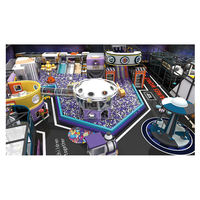 Structure de jeu géante multi-niveaux sur le thème de l'espace, style galaxie, aire de jeux pour enfants, toboggan, équipement de terrain de jeu intérieur pour centre pour enfants