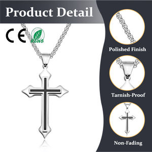 Collana con Ciondolo a Croce in Acciaio Inossidabile 304, Accessorio da Uomo Semplice e Autentico in Stile Hip Hop Giapponese e Coreano - Product Image 1
