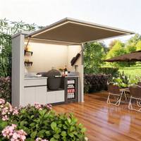 Îlot de cuisine extérieur modulaire moderne 2026 sur mesure, armoires BBQ en aluminium, finition laquée, écologique, ignifuge, robinet et évier