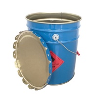 Seau vide en métal chimique de couleur bleue de 20 litres et 5 gallons avec couvercle et poignée