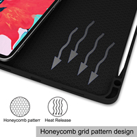 Étui ultra fin antichoc pour iPad Pro 11 pouces 2020, coque arrière en TPU, étui pour tablette avec support vertical en cuir PU et porte-stylo
