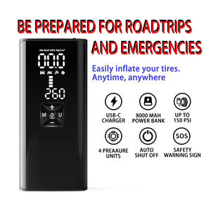 Rboton 2024 משאבת אוויר מכונית אלחוטית חכמה האחרונה עם אורות sos כחול יכול להיות בנק חשמל לאופנוע לרכב - Product Image 2