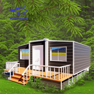 Grande maison conteneur extensible de 40 pieds et 20 pieds, 2 à 3 chambres, cuisine, maison préfabriquée en acier pliable avec terrasse - Product Image 3