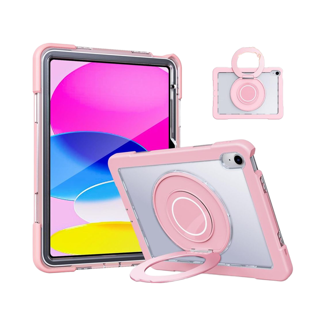 Heavy Duty 360 Rotating Metal Ring Stand Shockproof Dropproof Case Built-in Screen Protector for iPad (A16) 11th