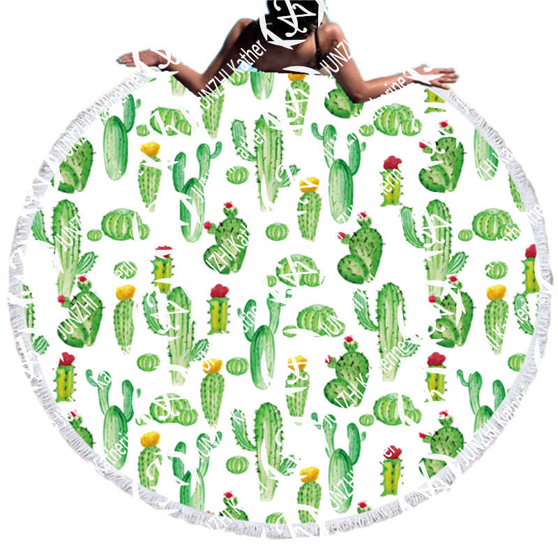 JUNZHI KATHERINE модное толстое круглое пляжное полотенце С КАКТУСОМ для девушек