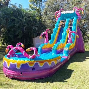 Wholesale <b>large</b> outdoor kids bounce house with pool 20ft <b>inflatable</b> whimsical water slide commercial - Product Image 1