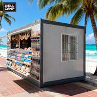 WELLCAMP Maisons conteneurs écologiques au design moderne, pliables et portables, 20 pieds, pour café, kiosque de vente au détail et bar-boutique