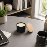 Boîte en métal ronde dorée mate, conteneur en aluminium sans soudure avec couvercle, qualité alimentaire pour l'emballage de bougies et de cosmétiques