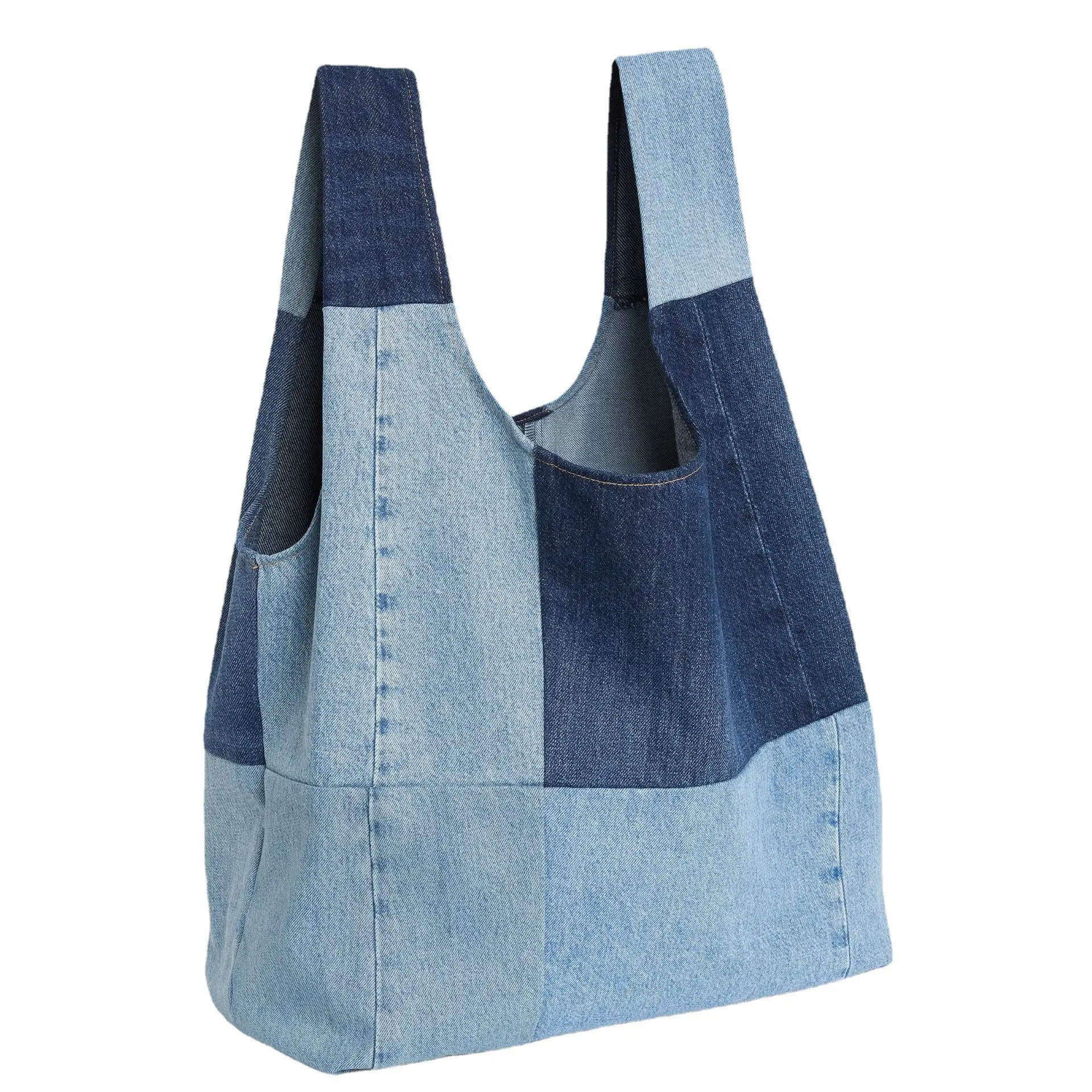 2024 Novo Eco Reciclado Moda Jeans Hand Bags Designer Ombro Tote Bag Denim Sacos De Compras