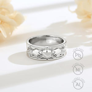 Anneaux de fiançailles Merryshine <span class=keywords><strong>Claddagh</strong></span>, nœud celtique, laiton, cuivre, anneau de promesse irlandais <span class=keywords><strong>Claddagh</strong></span> pour <span class=keywords><strong>homme</strong></span> - Product Image 2