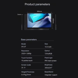 Layar sentuh PC 13.3 inci, ultra-tipis 1080p Full HD PC layar sentuh, Laptop, kantor game, layar LCD portabel Anti cahaya biru - Product Image 5