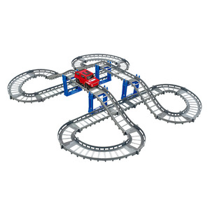 Set de Coches Eléctricos de Pista, 33 Piezas, Juguete de Ensamblaje para Niños, Juego Interior, Sistema de Tren de Alta Velocidad con Modelo de Coche Rojo - Product Image 1