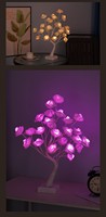 Arbre à fleurs de rose moderne et original, 24 fleurs, LED de table en PVC, RGB 16 couleurs, base d'ampoule E14, télécommande tactile, variateur d'intensité, batterie