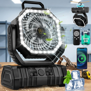 20000mAh Rechargeable F6 Camping <b>Fan</b> Handheld Four‑Speed Oscillating Cooling <b>Fan</b> LED Light For Outdoor <b>Tent</b> Use - Product Image 1