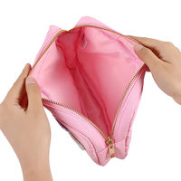Keymay personnalisé brodé monogramme toilette maquillage cosmétique sac de rangement voyage pochette à glissière grande broderie pochette en Nylon